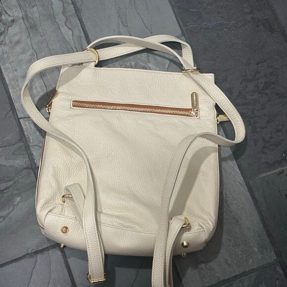 Valentina Cream & Cognac Pebbled Leather Convertible Handbag main image 9